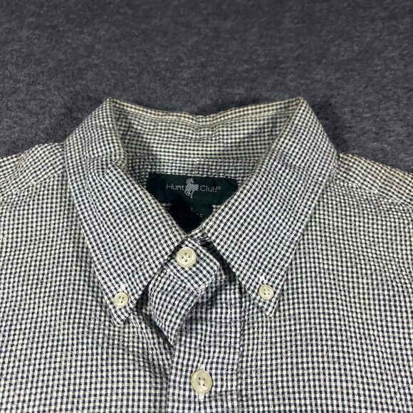 Vintage HUNT CLUB Men's 100% Cotton Seersucker Short Sleeve Button Down Shirt L - Picture 2 of 11